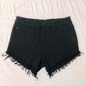 Black cut-off denim shorts